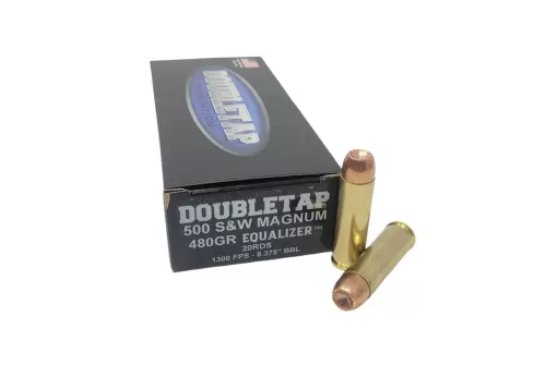 Double Tap 500 Equalizer Handgun Ammunition .500 S&W 455gr HP 1801 fps 20/ct