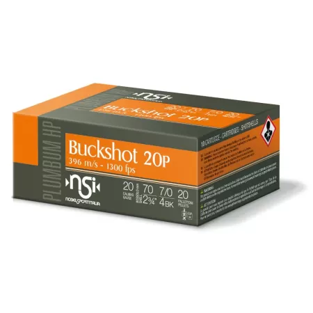 Nobelsport Ammo 20ga. 2.75" - 1200fps. 4bk 20 Pellets 10-pk