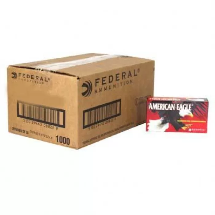 Federal Premium American Eagle Handgun Ammunition 9mm Luger 124 gr FMJ 1150 fps 1000/ct, AE9AP BK Federal Premium American Eagle Handgun Ammunition 9mm Luger 124 gr FMJ 1150 fps 1000/ct, AE9AP BK