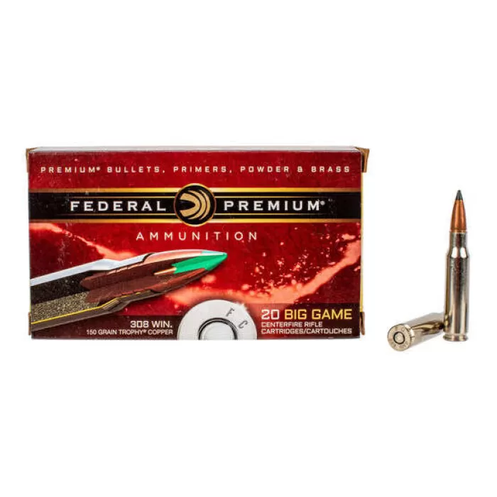 Federal Premium 308WIN 150 Grain Trophy Copper Lead Free, 20 Round Box Federal Premium 308WIN 150 Grain Trophy Copper Lead Free, 20 Round Box