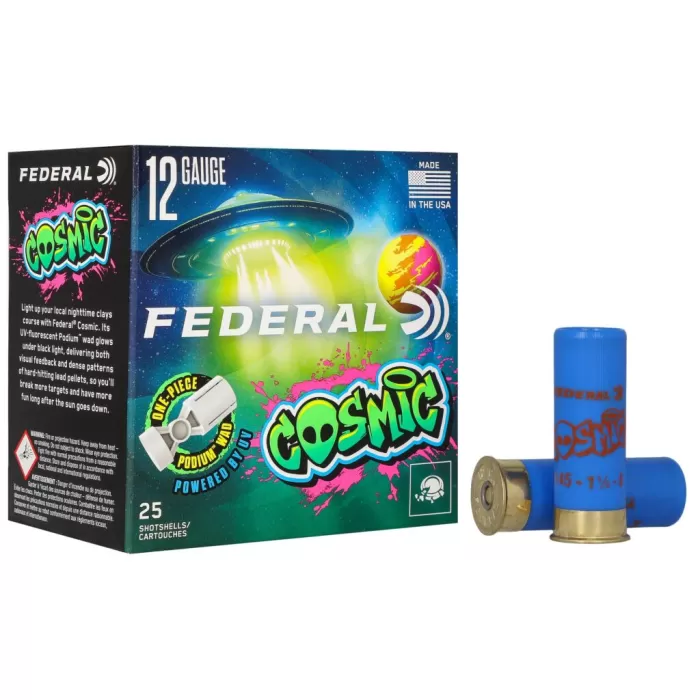 Cosmic, 12 Gauge, 8 Shot, 2-3/4 in, 1 1/8 oz, 1145 fps Cosmic, 12 Gauge, 8 Shot, 2-3/4 in, 1 1/8 oz, 1145 fps
