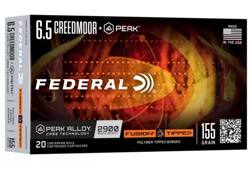 Fusion Tipped Rifle, 6.5 Creedmoor +Peak, 155 Grain, Fusion Tipped, 2900 fps