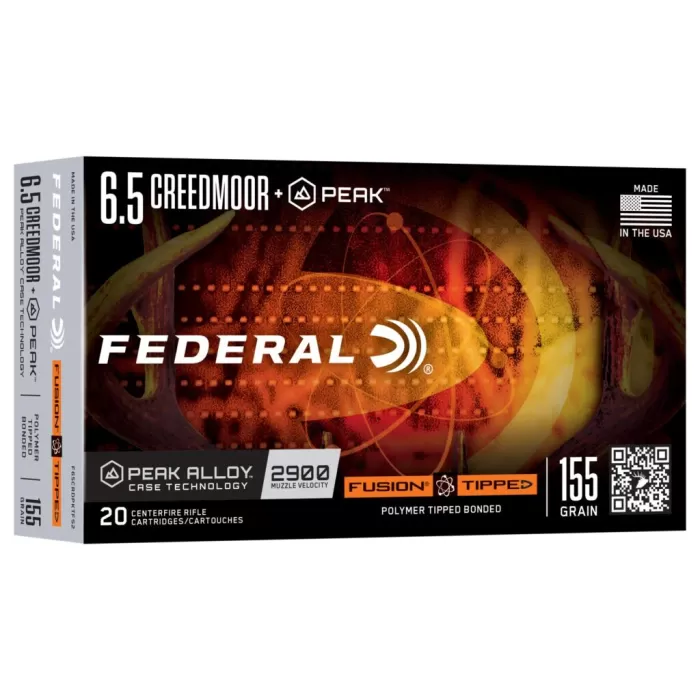 Fusion Tipped Rifle, 6.5 Creedmoor +Peak, 155 Grain, Fusion Tipped, 2900 fps