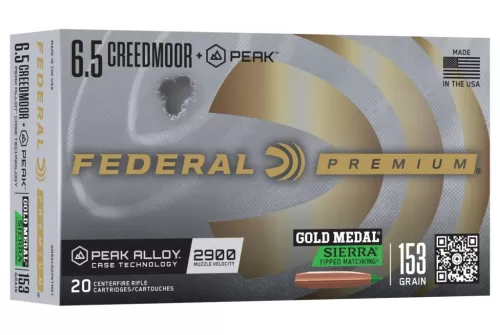 Gold Medal Sierra Tipped MatchKing, 6.5 Creedmoor +Peak, 153 Grain, Sierra Tipped MatchKing, 2900 fps