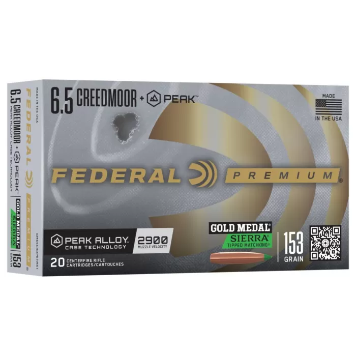 Gold Medal Sierra Tipped MatchKing, 6.5 Creedmoor +Peak, 153 Grain, Sierra Tipped MatchKing, 2900 fps