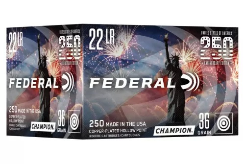 250th Anniversary USA Rimfire, 22 LR, 36 Grain, Copper Plated Hollow Point, 1260 fps