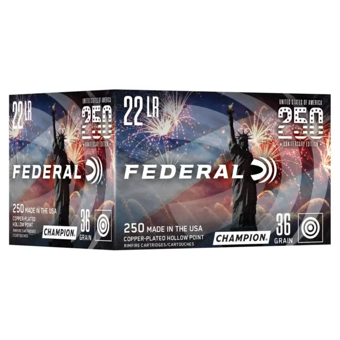250th Anniversary USA Rimfire, 22 LR, 36 Grain, Copper Plated Hollow Point, 1260 fps