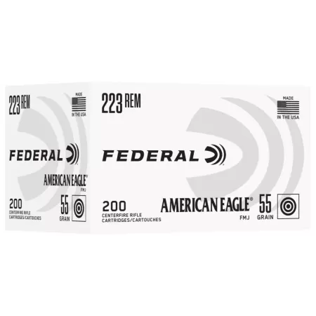 Federal AE223C American Eagle  223Rem 55gr Full Metal Jacket 200 Per Box/5 Case