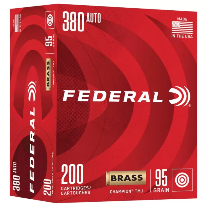 Champion Training, 380 Auto, 95 Grain, Full Metal Jacket, 980 fps Champion Training, 380 Auto, 95 Grain, Full Metal Jacket, 980 fps