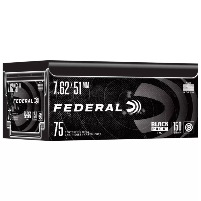 Federal Black Pack 7.62x51mm NATO Ammo 150 Grain Full Metal Jacket - FCM80BF Federal Black Pack 7.62x51mm NATO Ammo 150 Grain Full Metal Jacket - FCM80BF
