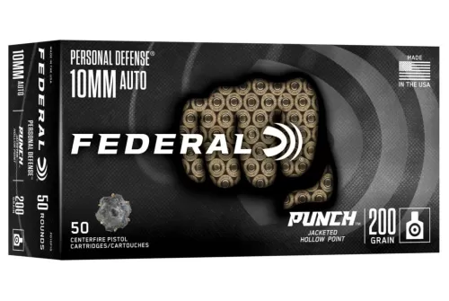 Federal PD10P1G Punch 10mmAuto 200gr Jacketed Hollow Point 50 Per Box/10 Case