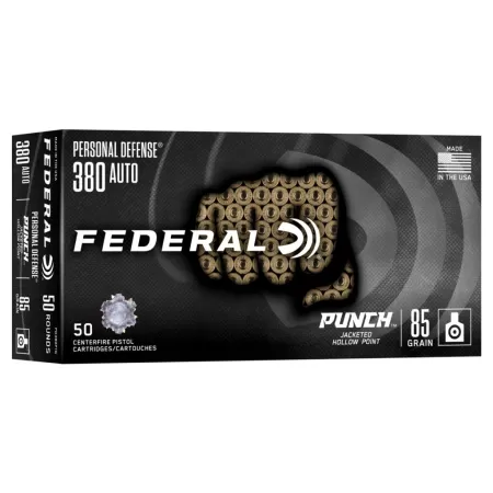 Personal Defense Punch, 380 Auto, 85 Grain, Jacketed Hollow Point, 1000 fps
