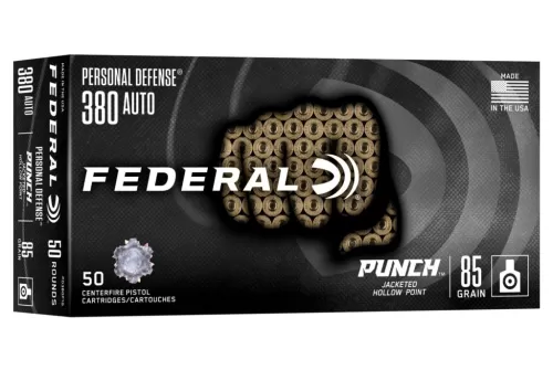 Personal Defense Punch, 380 Auto, 85 Grain, Jacketed Hollow Point, 1000 fps