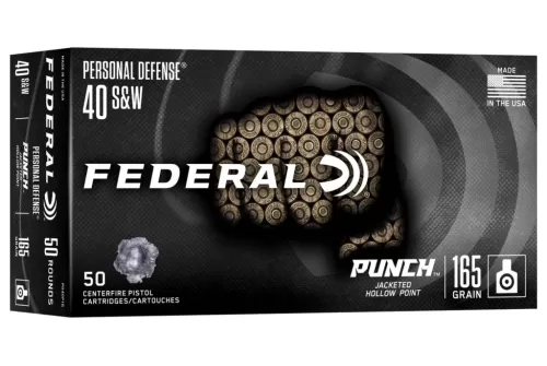 Federal PD40P1G Punch 40S&W 165gr Jacketed Hollow Point 50 Per Box/10 Case