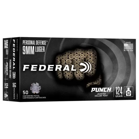 Personal Defense Punch, 9mm Luger, 124 Grain, Jacketed Hollow Point, 1150 fps