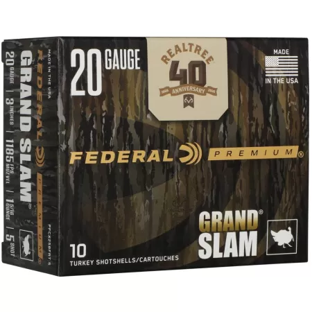 FEDERAL Grand Slam 40th Anniversary 20Ga 10rd 3in 1 5/16oz #5 Lead Realtree Shotshells (PFCX258FRT-5)
