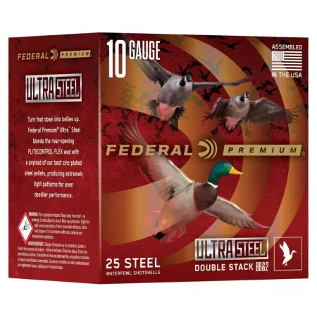 Ultra Steel, 10 Gauge, BB and 2 Shot, 3-1/2 in, 1 5/8 oz, 1400 fps