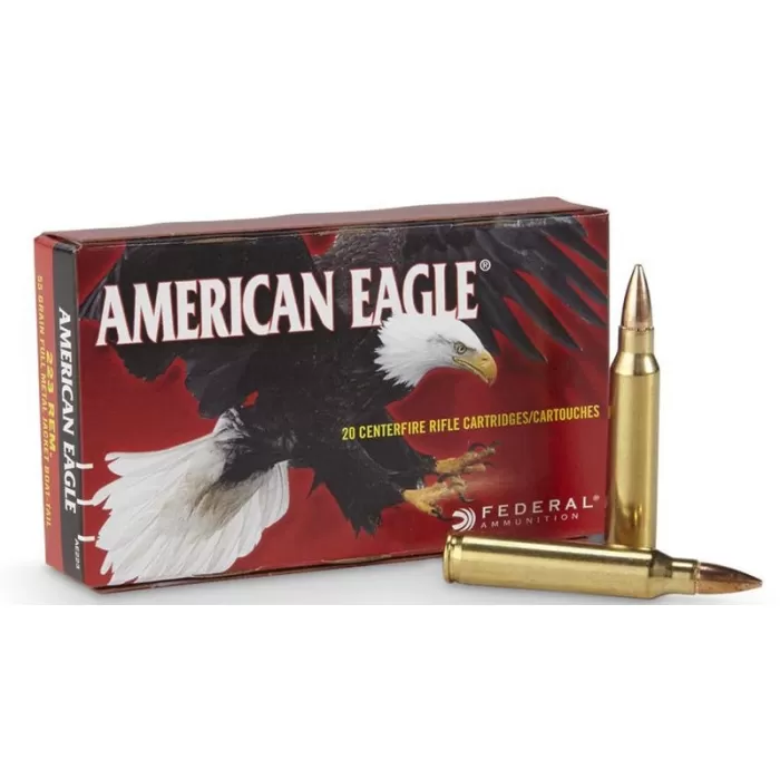 Federal American Eagle Rifle Ammunition .223 Rem 55 GR FMJ 3240 fps 500/ct AE223500 Federal American Eagle Rifle Ammunition .223 Rem 55 GR FMJ 3240 fps 500/ct AE223500