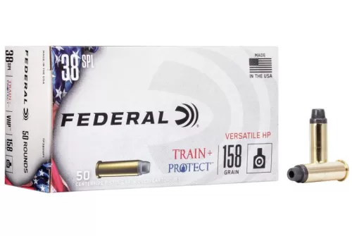 Federal Train + Protect 38 Special 158 Grain Versatile Hollow Point 50 Round Box