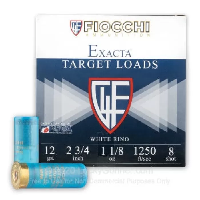 Fiocchi 12WRSL8 White Rino 12 Gauge 1 1/8 oz 8 Shot 25 Bx