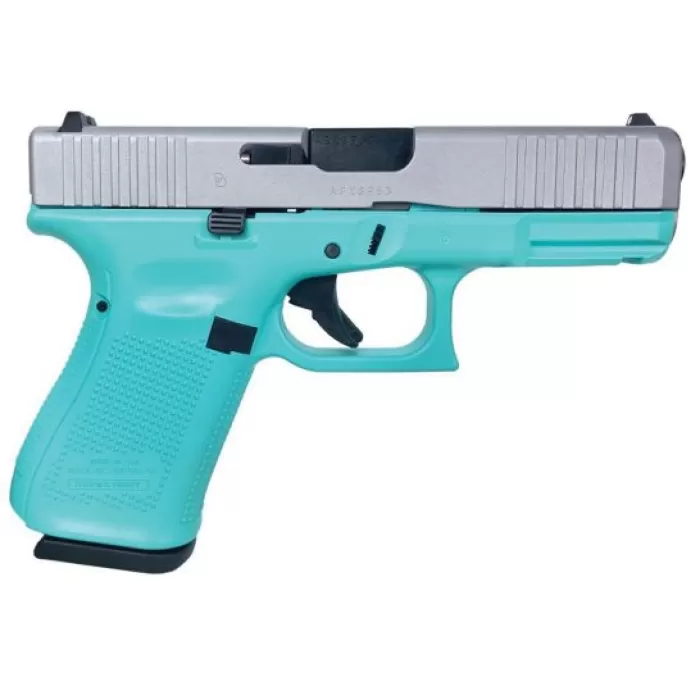 Glock G19 Gen5 Custom Robin's Egg Blue/Crushed Silver Compact 9mm 4.02" 15rds, Robin's Egg Blue