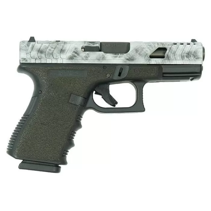 Glock 19 Gen 3 Custom "Static Stipple Frame/Sliver Marbled Slide" Handgun 9Mm Luger 15Rd Extended Magazines (2) 4" Barrel Usa UI1950203SMME Glock 19 Gen 3 Custom "Static Stipple Frame/Sliver Marbled Slide" Handgun 9Mm Luger 15Rd Extended Magazines (2) 4" Barrel Usa UI1950203SMME