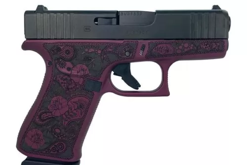 Glock 43X Custom "Black Cherry Paisley Frame" Subcompact Handgun 9Mm Luger 10Rd Magazines (2) 3.41" Barrel Black Usa GLUX4350201BCFP