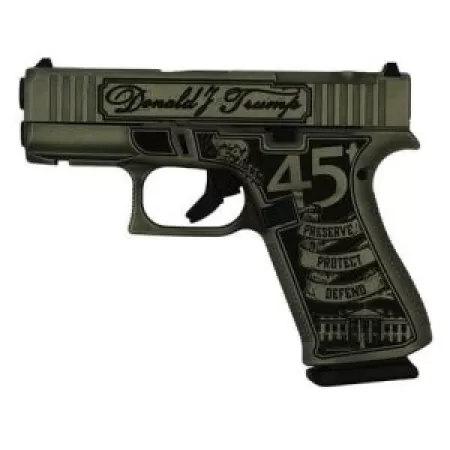 GLOCK 43XMOS FXD 5.5lb w/front rail Aus Trump2024 Crush Silv Distressed