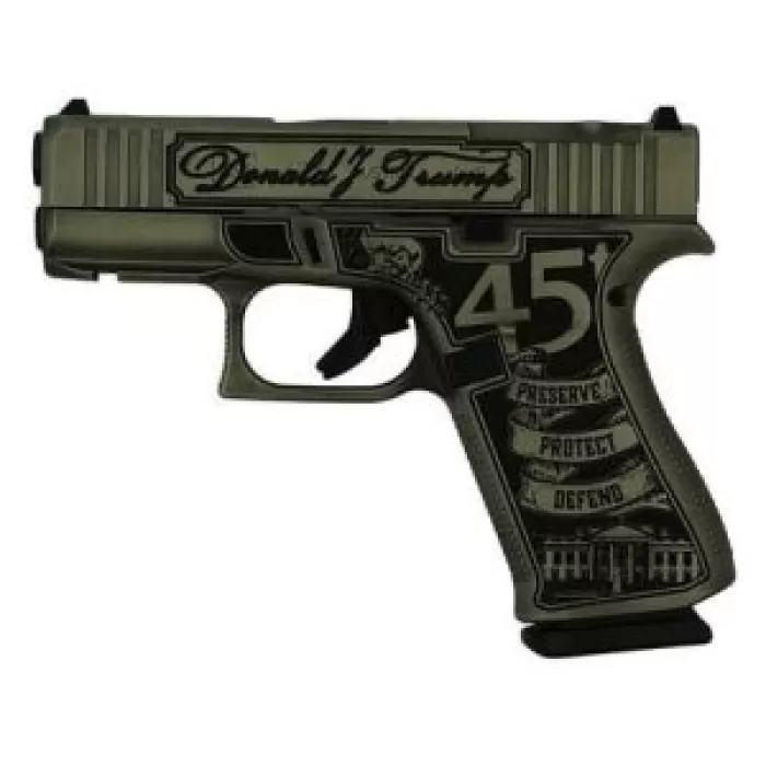 GLOCK 43XMOS FXD 5.5lb w/front rail Aus Trump2024 Crush Silv Distressed GLOCK 43XMOS FXD 5.5lb w/front rail Aus Trump2024 Crush Silv Distressed