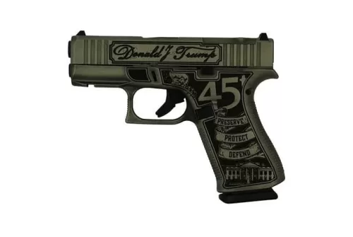 GLOCK 43XMOS FXD 5.5lb w/front rail Aus Trump2024 Crush Silv Distressed