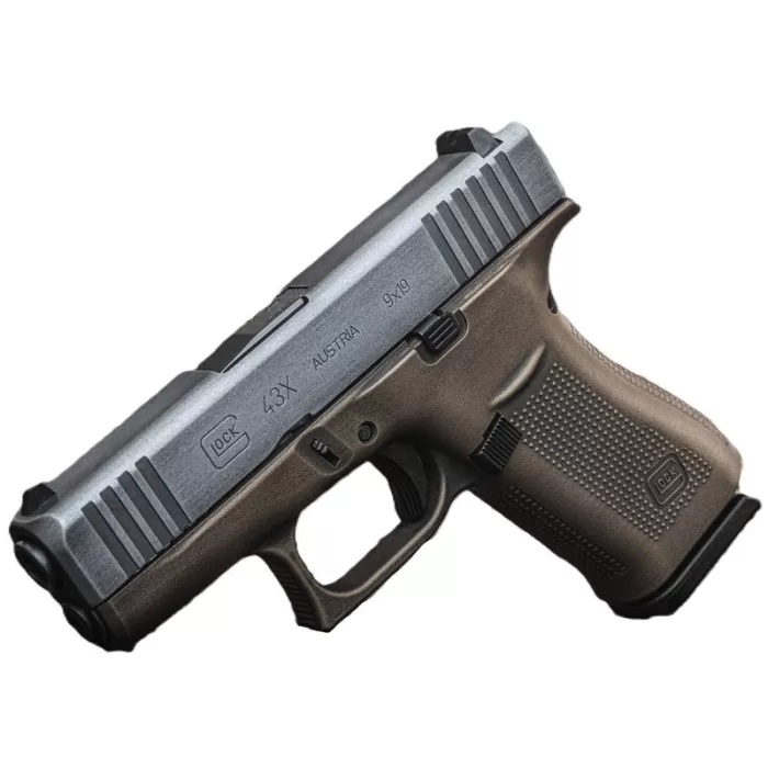 GLOCK 43X 9MM PLUNDERER SILVER BRONZE BATTLEWORN GLOCK 43X 9MM PLUNDERER SILVER BRONZE BATTLEWORN