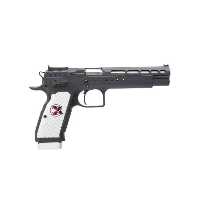 Tanfoglio Gold Match Xtreme 9mm, 6" Barrel, Black, Ported Slide, White Polymer Grip, 17rd Tanfoglio Gold Match Xtreme 9mm, 6" Barrel, Black, Ported Slide, White Polymer Grip, 17rd