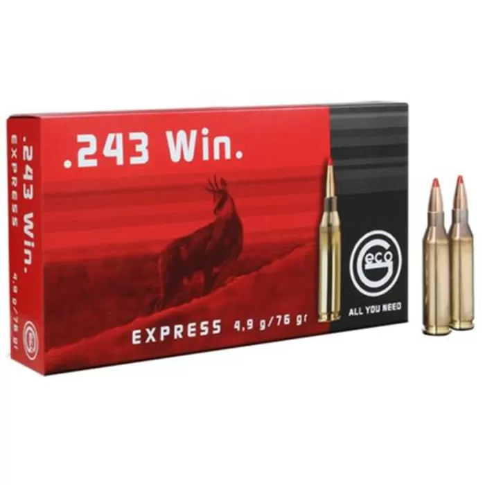Geco 283440020 .243 Winchester 76 GR Express Tip 20 Box/10 Case Geco 283440020 .243 Winchester 76 GR Express Tip 20 Box/10 Case