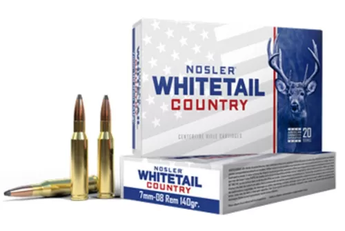 Nosler Whitetail Country Rifle Ammunition 7mm-08 Rem 140gr SP 2825 fps 20/ct