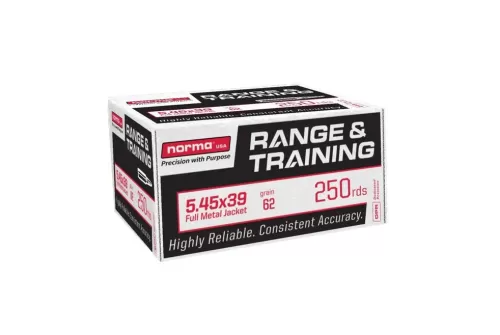 Norma Range & Training Rifle Ammunition 5.45x39 62gr FMJ 2624 fps 250/ct