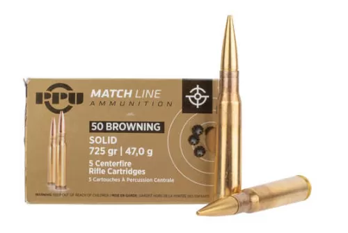 PPU MATCH .50 BMG 725GR FULL METAL JACKET 5 ROUNDS PER BOX