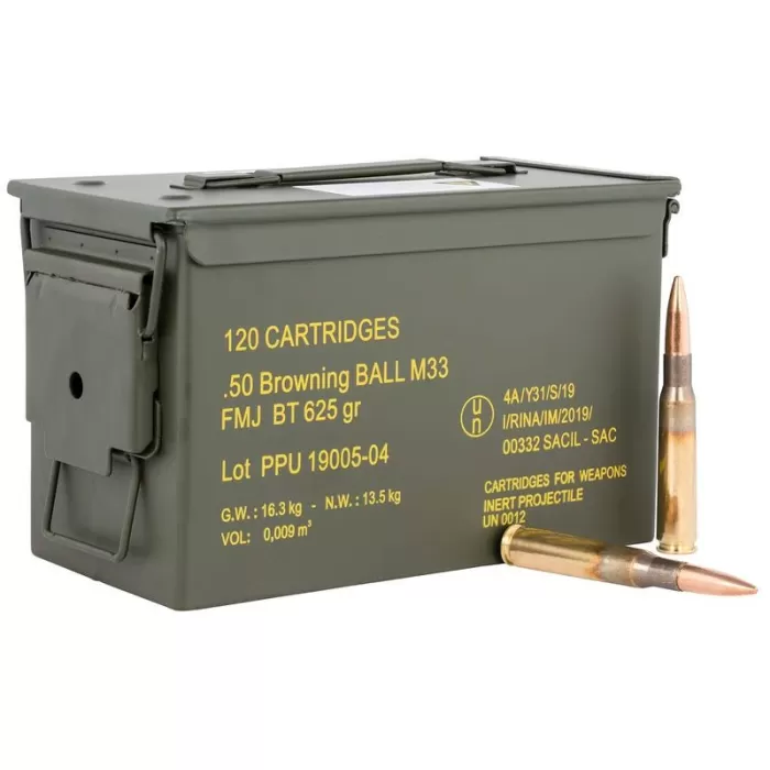 PPU TR&Z MIL-SPEC .50 BMG 625GR FULL METAL JACKET BOAT TAIL 120 ROUNDS W/AMMO CAN