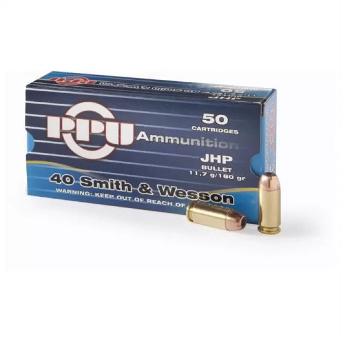 PPU PPD40 Defense 40 SW 180 gr Jacket Hollow Point 50 Per Box 10 UPC: 8605003811725 PPU PPD40 Defense 40 SW 180 gr Jacket Hollow Point 50 Per Box 10 UPC: 8605003811725