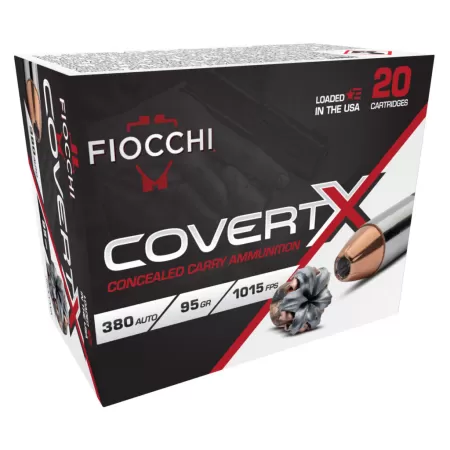 Fiocchi CovertX Handgun Ammunition .380 Auto 95gr JHP 1025 fps 20/ct