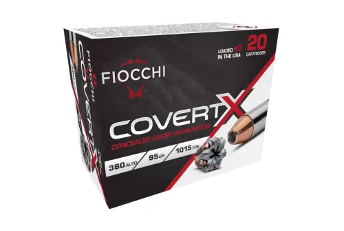 Fiocchi CovertX Handgun Ammunition .380 Auto 95gr JHP 1025 fps 20/ct