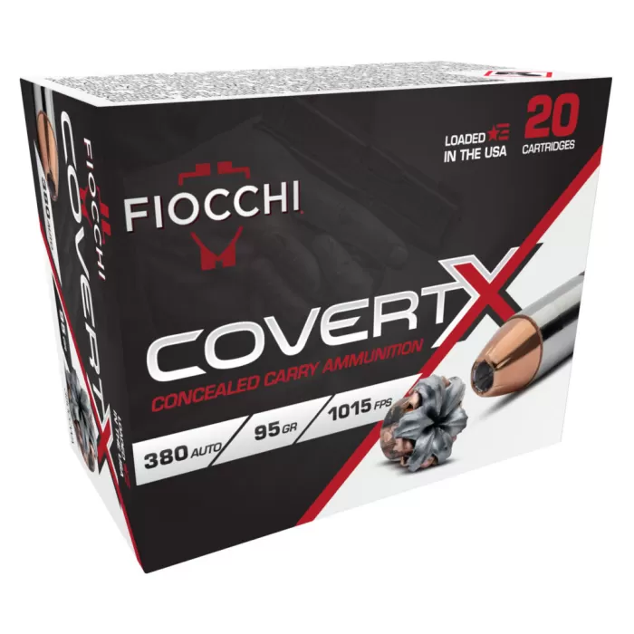 Fiocchi CovertX Handgun Ammunition .380 Auto 95gr JHP 1025 fps 20/ct