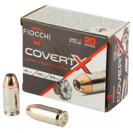 Fiocchi CovertX Handgun Ammunition .45 Auto 230gr JHP 875 fps 20/ct