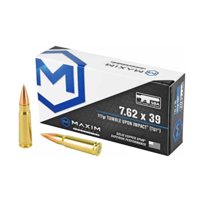 Maxim 7.62X39mm 117gr TUI Ammo, 20rd Box Maxim 7.62X39mm 117gr TUI Ammo, 20rd Box
