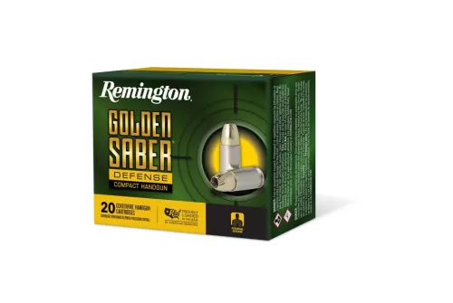 Remington Golden Saber Defense Compact 10mm Auto 180 Grain Brass-Jacketed Hollow Point Nickel Plated Brass Cased Centerfire Pistol Ammo, 20 Rounds, R21370