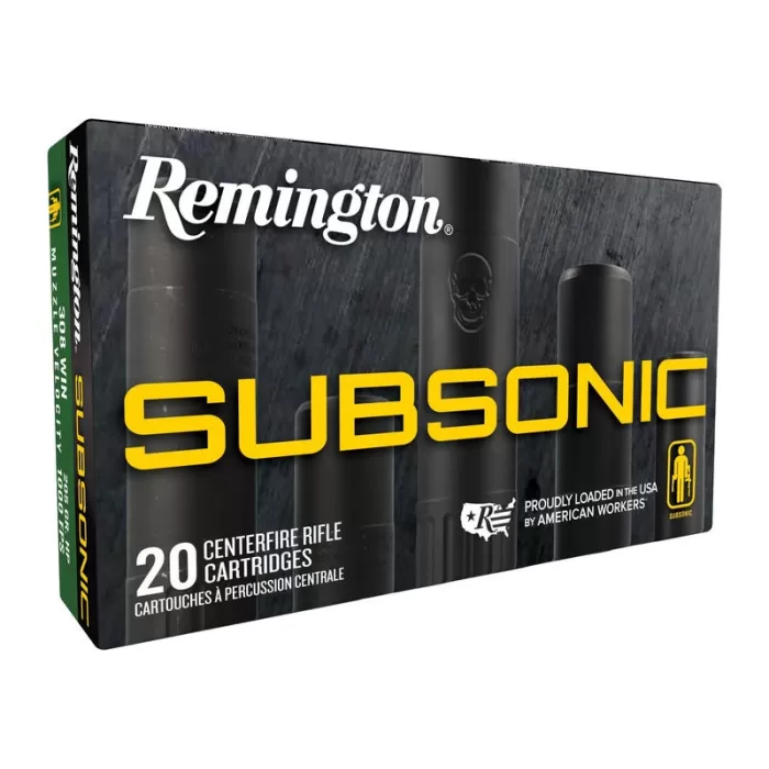 Remington Subsonic Rifle Ammunition 308 Win 190gr HP 1050 fps 20/ct