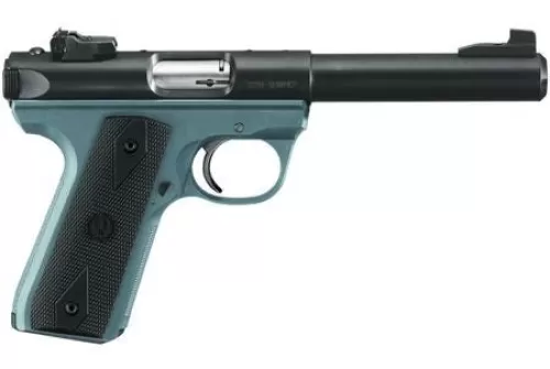 Ruger Mark III 22/45 Target Black / Blue Titanium .22 LR 5.5-inch 10Rd 1911 Style Grips