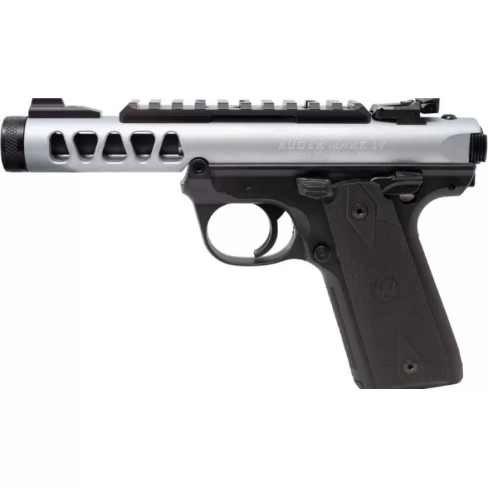 Ruger Mark IV 22/45 Lite 22 LR, 4.4" Threaded Barrel, Gray Slide, Black Frame, 10rd