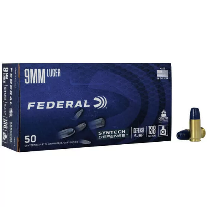Federal Syntech Defense Hollow Point 9mm Luger 138 gr Ammo - Box of 50 Federal Syntech Defense Hollow Point 9mm Luger 138 gr Ammo - Box of 50