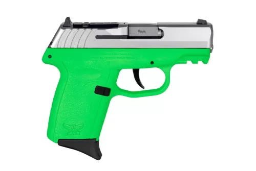 SCCY Industries CPX-2 Gen3 RD 9mm, 3.10" Barrel, Lime Green Polymer Picatinny Rail Serrated Stainless Steel Slide, Lime Green, 10rd