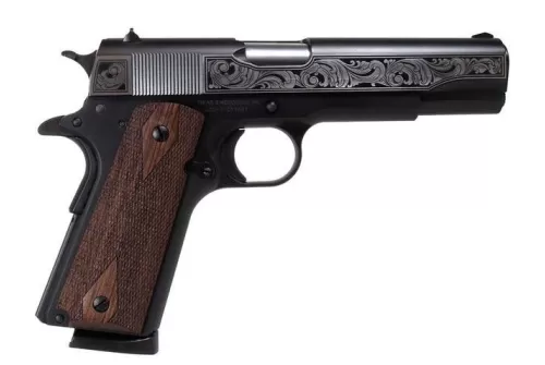 Sds Imports Tisas "Filigree Stainless Steel" 1911 A1 Service 45 Handgun .45 Acp 8Rd Magazine 5" Barrel Black Cerakote 1911A1S45FGB